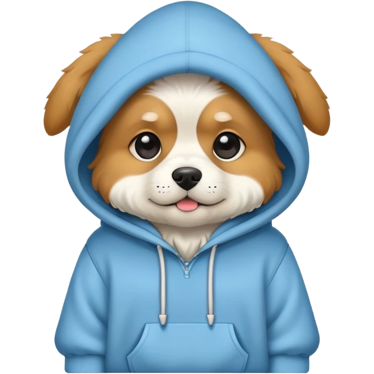 dog wearing hoodie cutely emoji