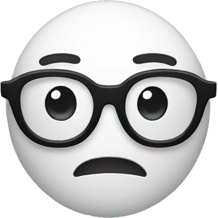 Worried face emoji with glasses emoji