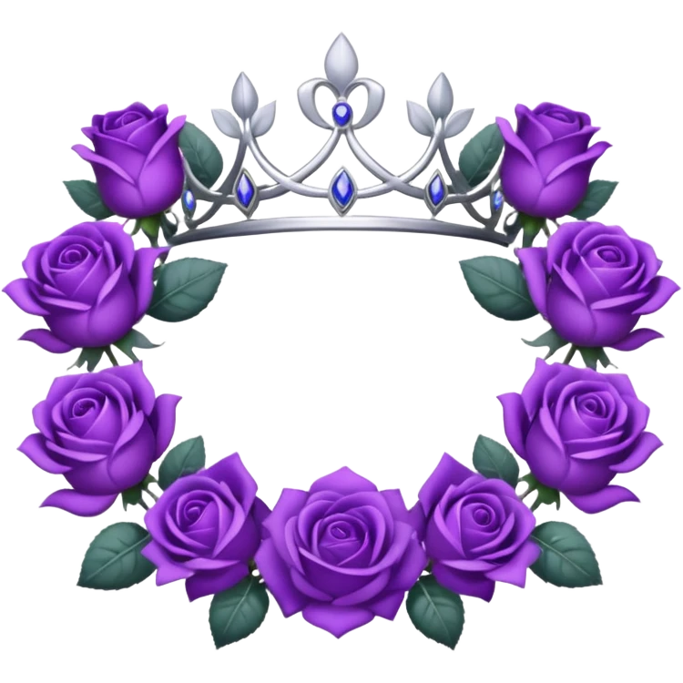Purple rose with silver tiara and a purple emblem leaf wreath emoji
