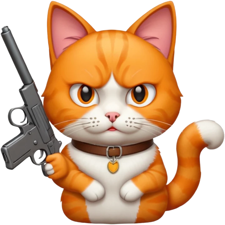 Cat with gun that's very angery emoji