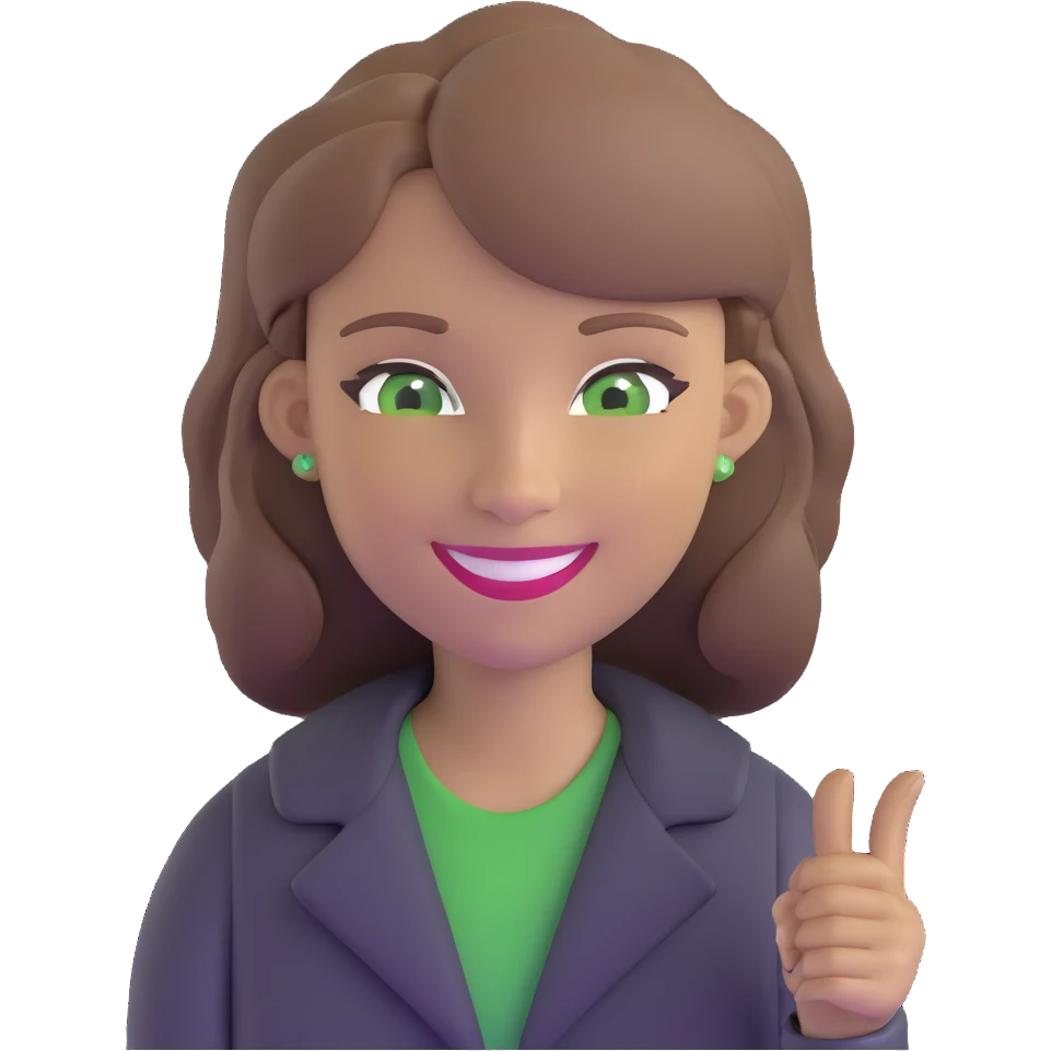 smiling teacher with light brown hair and green eyes emoji