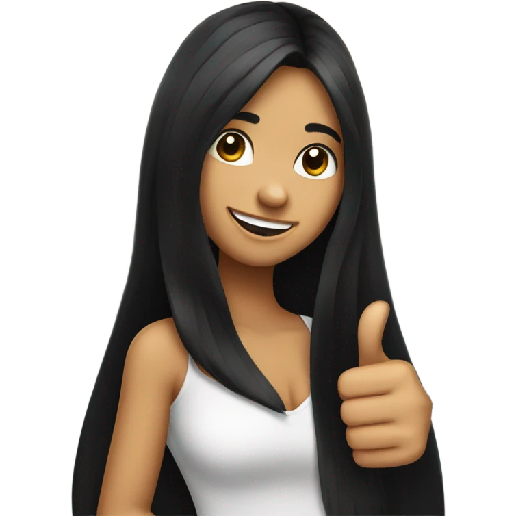 a girl with long black hair thumbs up emoji