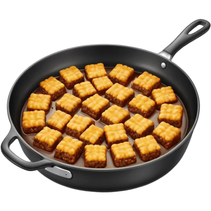 fried minced meat dish object icon, cooked minced meat in a pan, slightly crispy texture, glossy oil shine, 3D cartoon, mobile game icon style, centered, clean background, soft shadow, no text, no watermark
  emoji