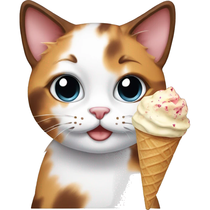 calico cat with icecream  emoji