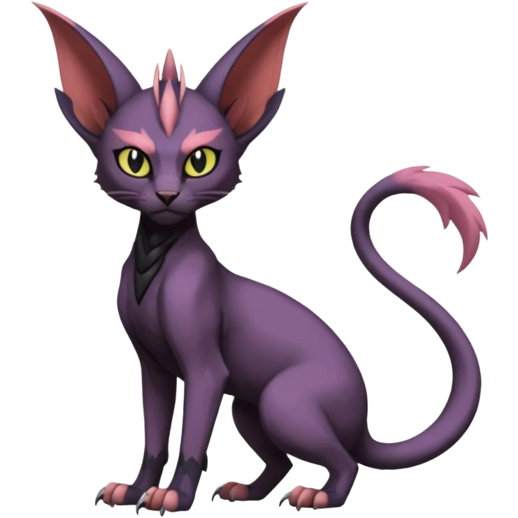 Black edgy Noivern-Noibat-Purloin-Sphynx-Lykoi-Caracal-cat-Fakemon-fusion-hybrid-creature emoji