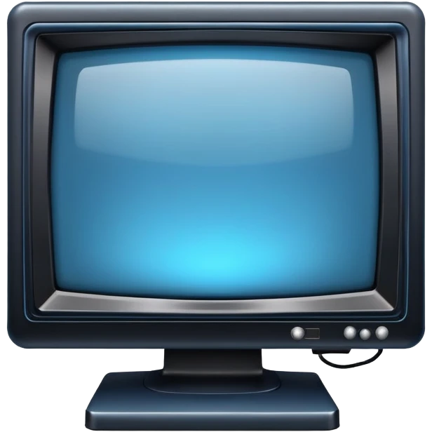old computer monitor with a blue glowy screen emoji