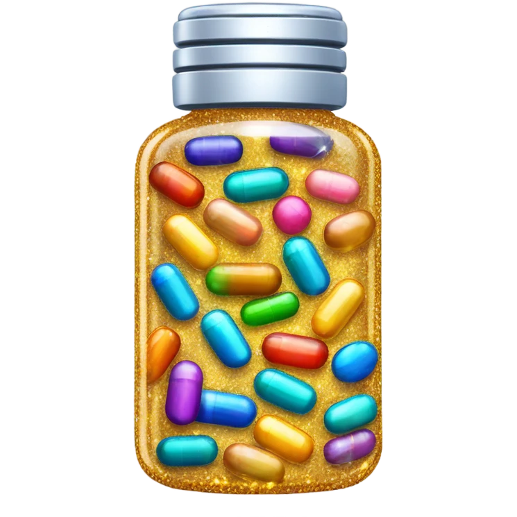 sparkly pill bottle emoji