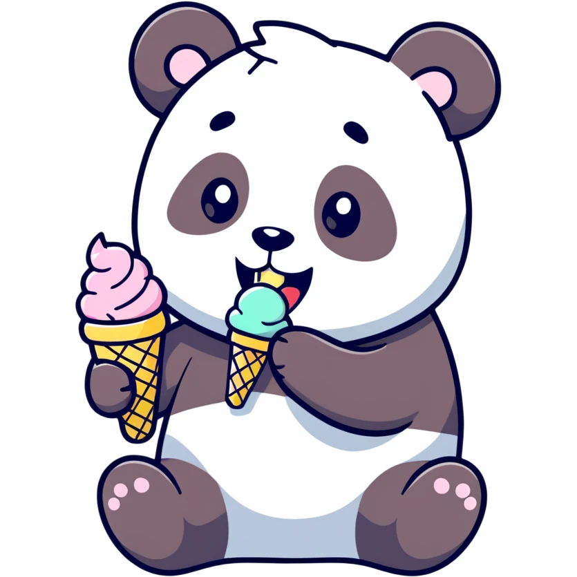 Panda eating ice cream emoji