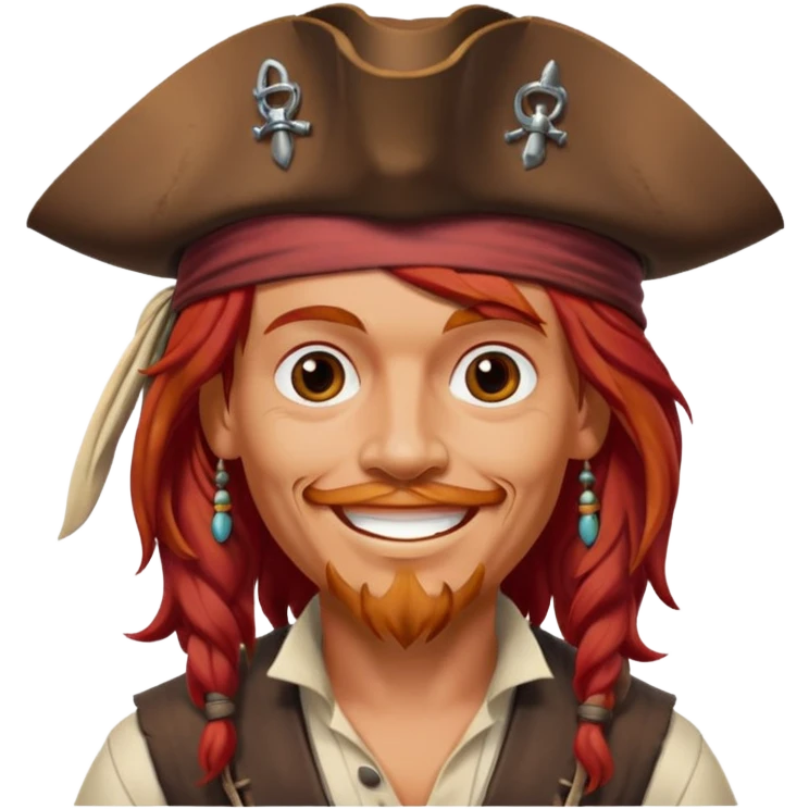 Jack Sparrow, red hair, cheerful smile emoji