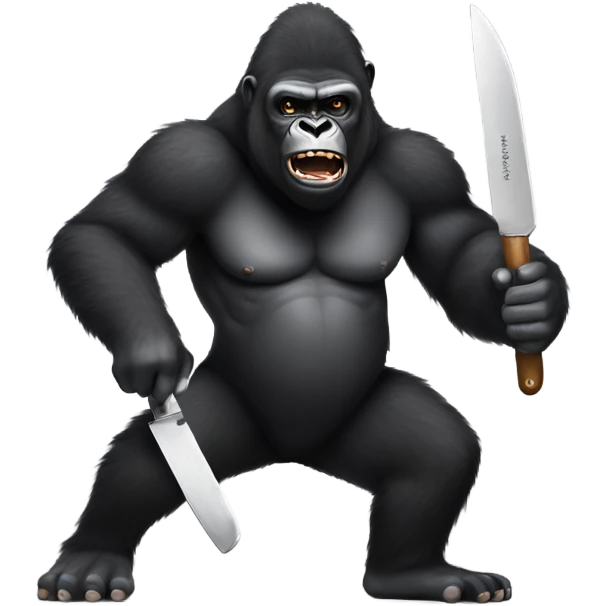 crazy gorilla with big knife emoji