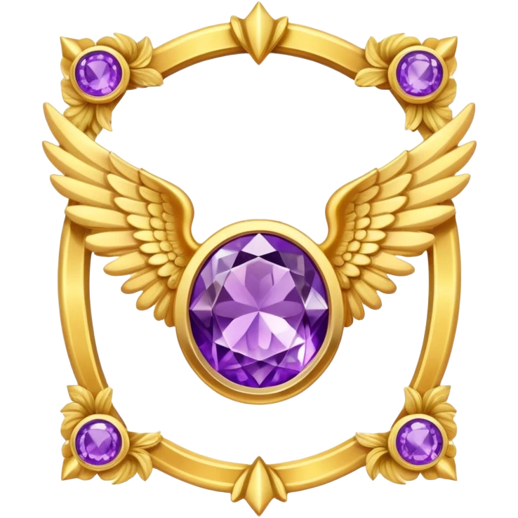 4th place award Number in frame decorated with golden angel  wings and amethyst  stone emoji
