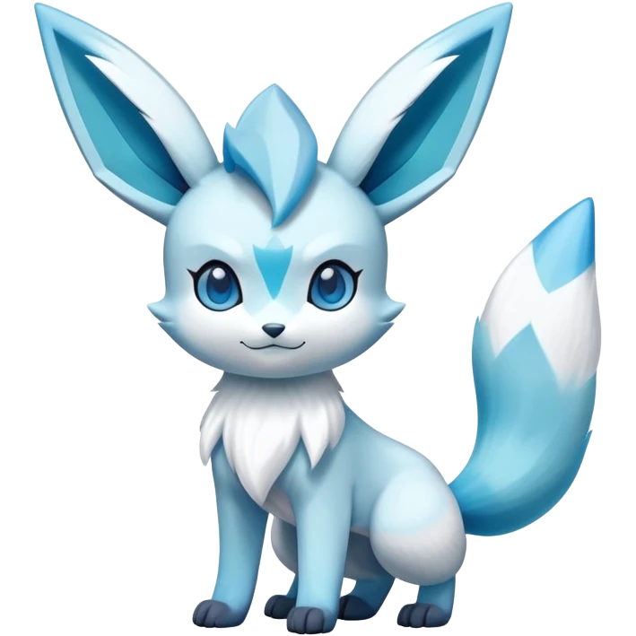 Kawaii Glaceon ice type Pokémon full body emoji