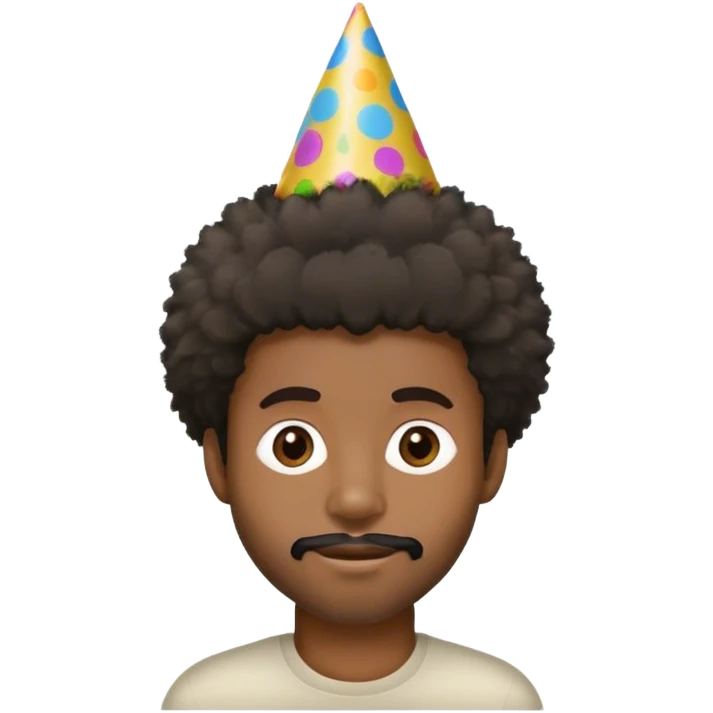 birthday black guy with fuzzy hair with birthday hat emoji