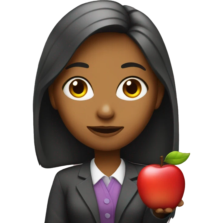 Girl teacher with Apple emoji