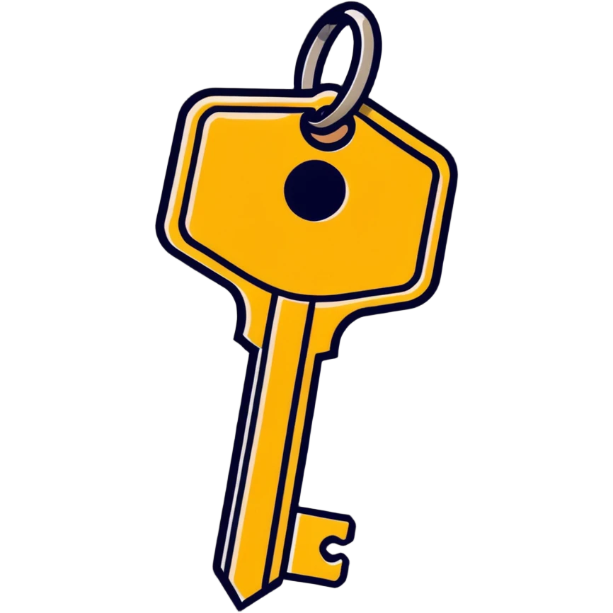 old-fashioned metal hotel key with wooden tag emoji