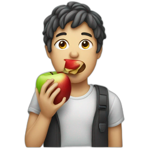 Someone eating an apple emoji