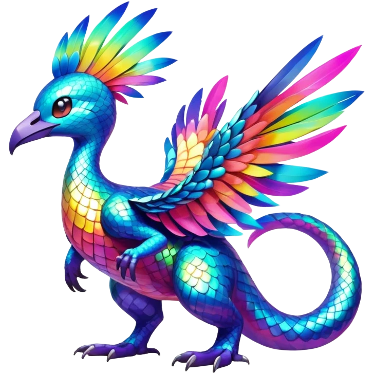 Shiny Colorful Exotic Tropical Pokémon-Fakémon-hybrid-creature (full body) emoji