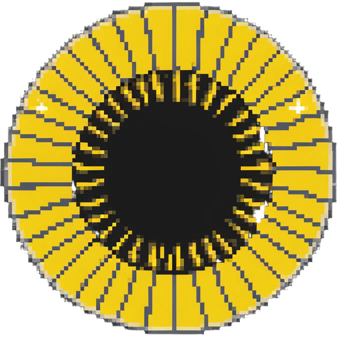 pixel art sun without face, just a yellow circle with rays emoji