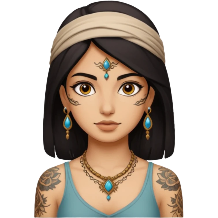 PERSIAN ancient GIRL with tatooed emoji
