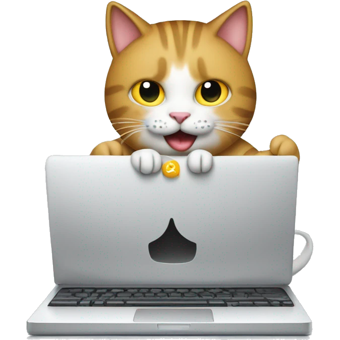 cat working on a computer with "seo seo seo" floating above it emoji