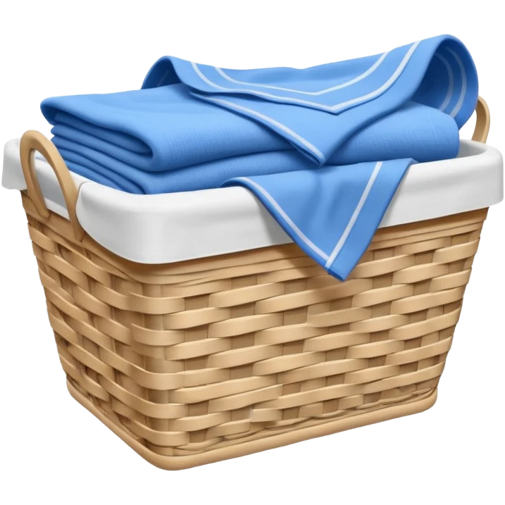 white LAUNDRY BASKET WITH FOLDED blue CLOTHES emoji