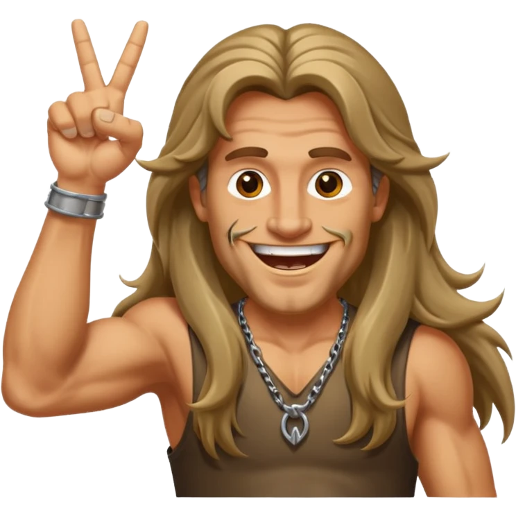Long haired guy throwing up metal horns emoji