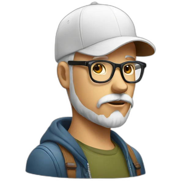 White Hipster with a cap and bear emoji