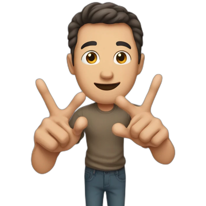man with one very small and one very big hand emoji
