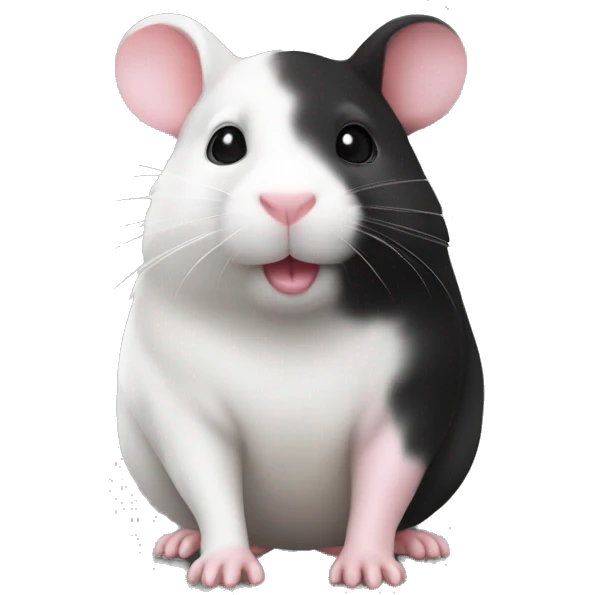 Pink nose head black back white butt and feet black hamster emoji