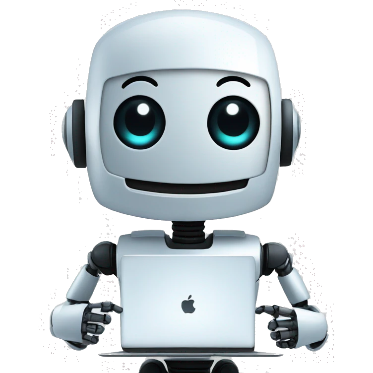 friendly happy robot on computer emoji