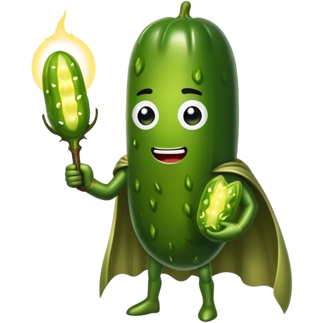Superhero holding a pickle emoji