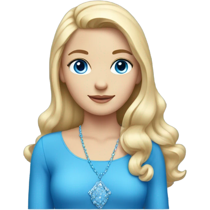 A girl with blonde hair and blue with a blue dress and a blue  accessorie emoji