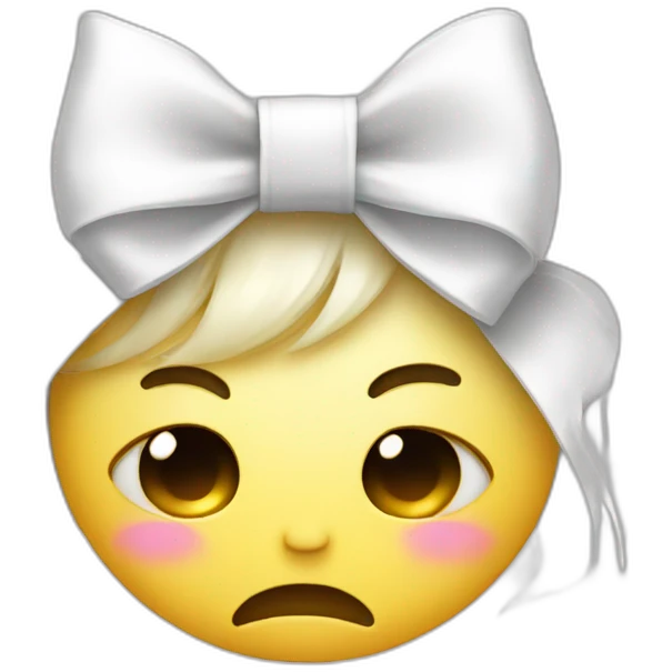 White bow with crying emoji  emoji