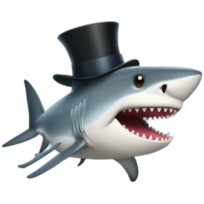 Shark with a top hat emoji