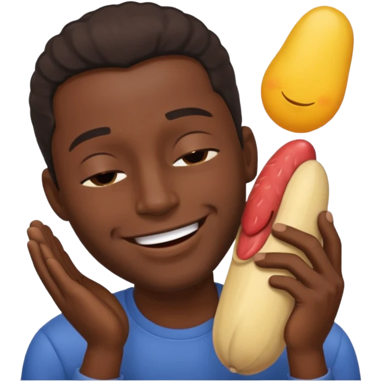 Black guy stroking his large penis while being excited  emoji
