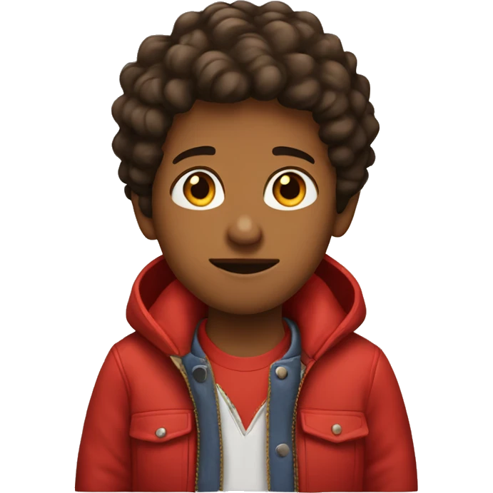 Brown kid wearing a red jacket emoji