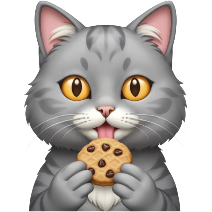 grey cat eating a treat emoji