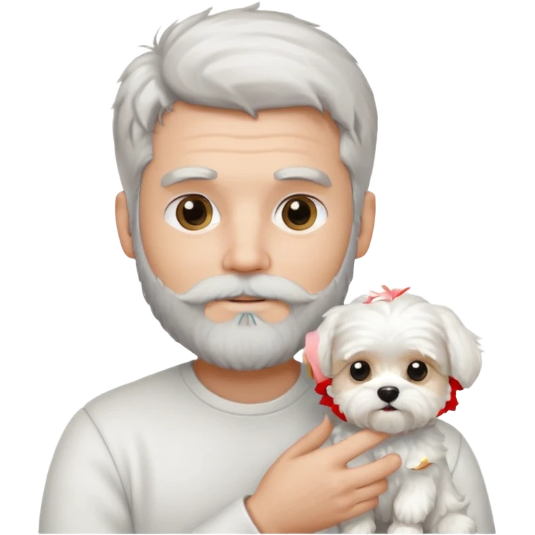 white man salt and pepper hair beard holding a white maltease emoji
