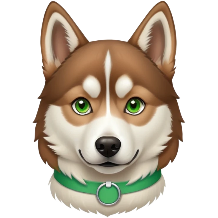 Brown Siberian husky with a band and green eyes  emoji