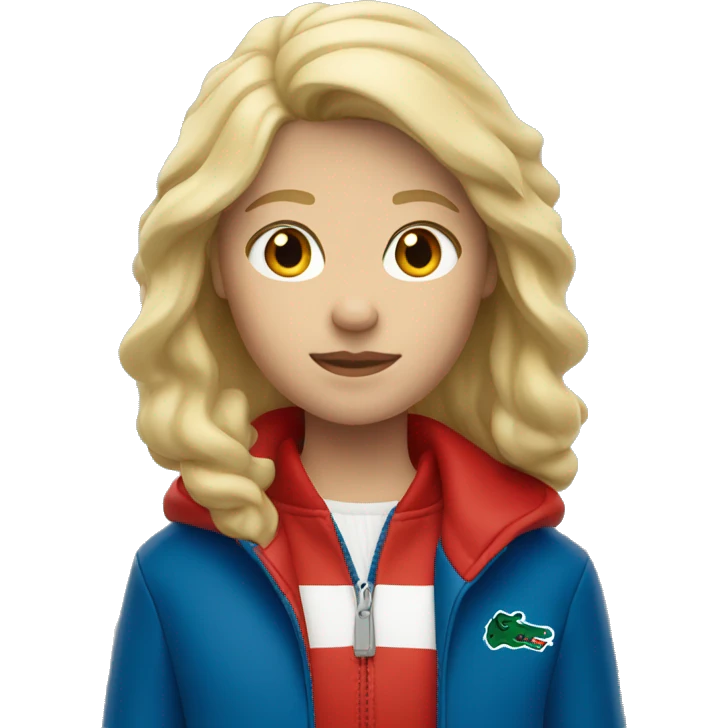 Blond girl with red lacoste jacket emoji