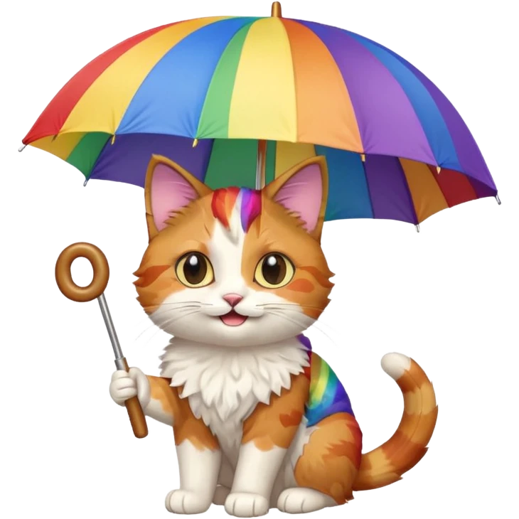 Cat with rainbow umbrella emoji