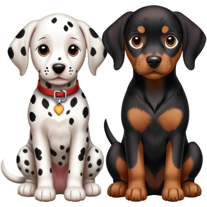 1 Dalmatian adult + 1 dobermann puppy emoji