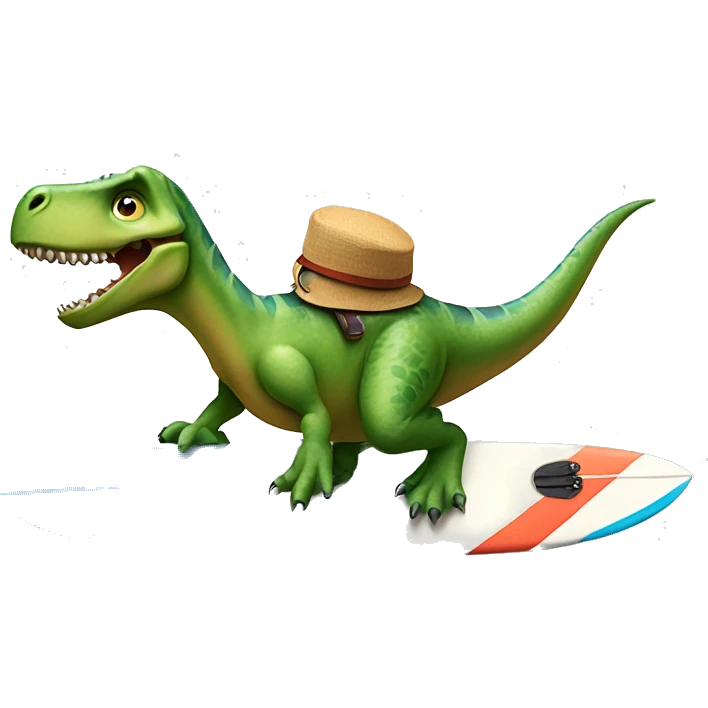 Dinosaur riding a surfboard emoji