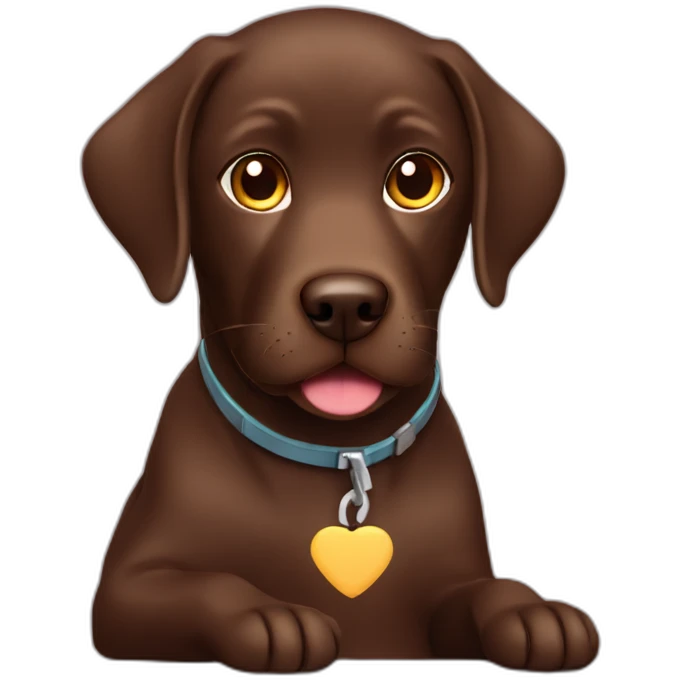 Chocolate labrador working on a computer emoji