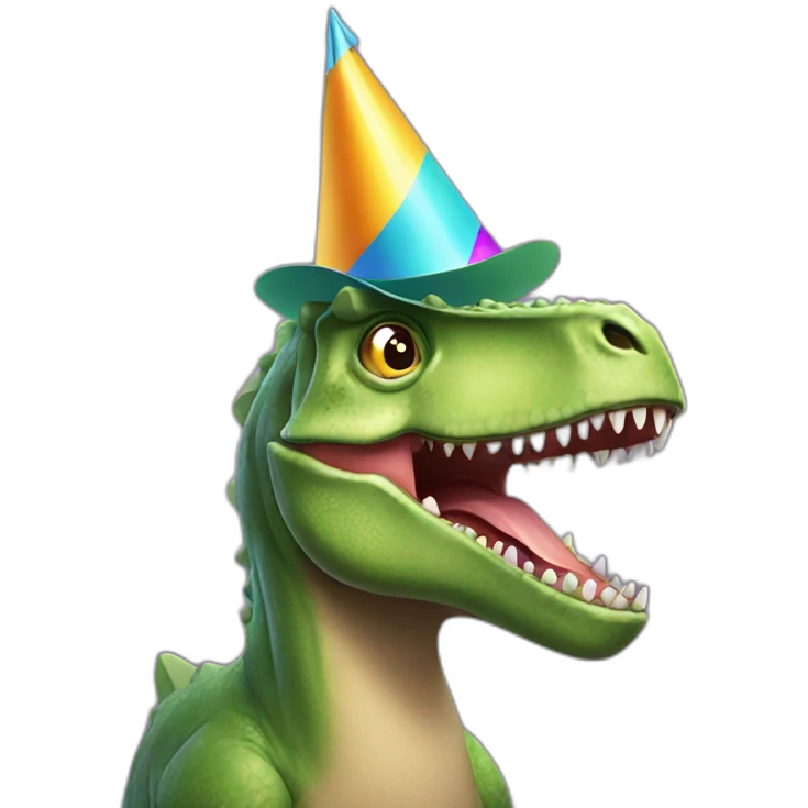dinosaur wearing a party hat emoji