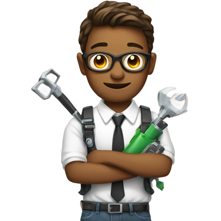 Nerd holding tech and tools emoji
