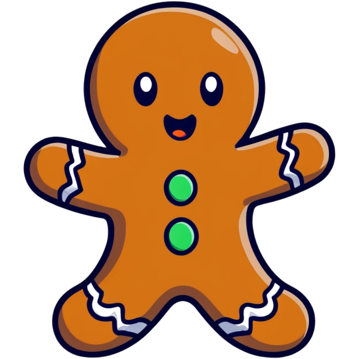 half-eaten gingerbread man with shocked expression emoji