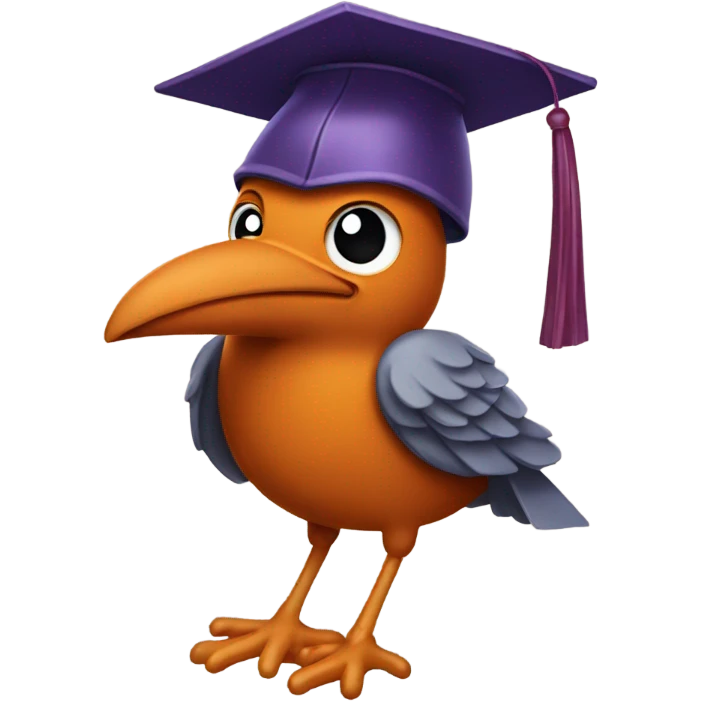 hokie bird wearing Graduation Cap emoji