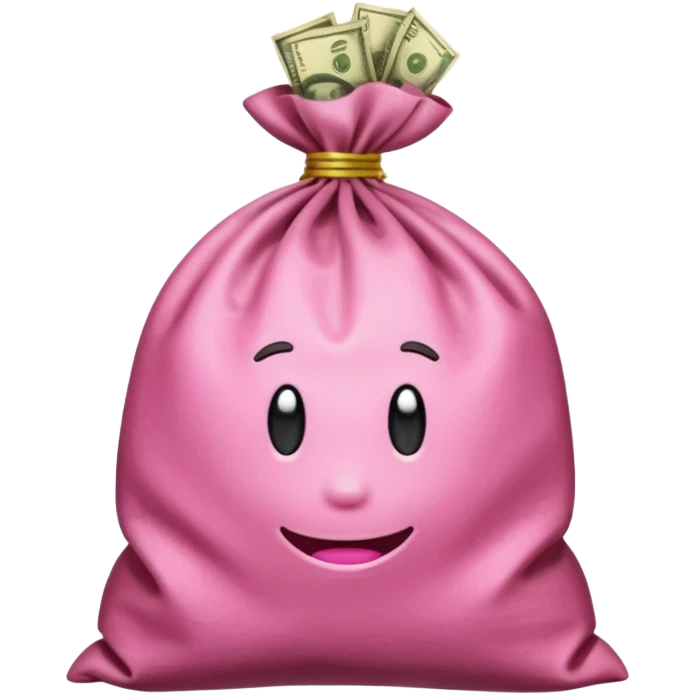 cash spilling out the top of a pink sack emoji