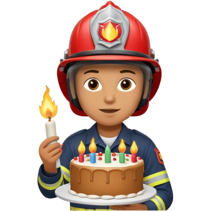 A firefighter extinguishing a party emoji